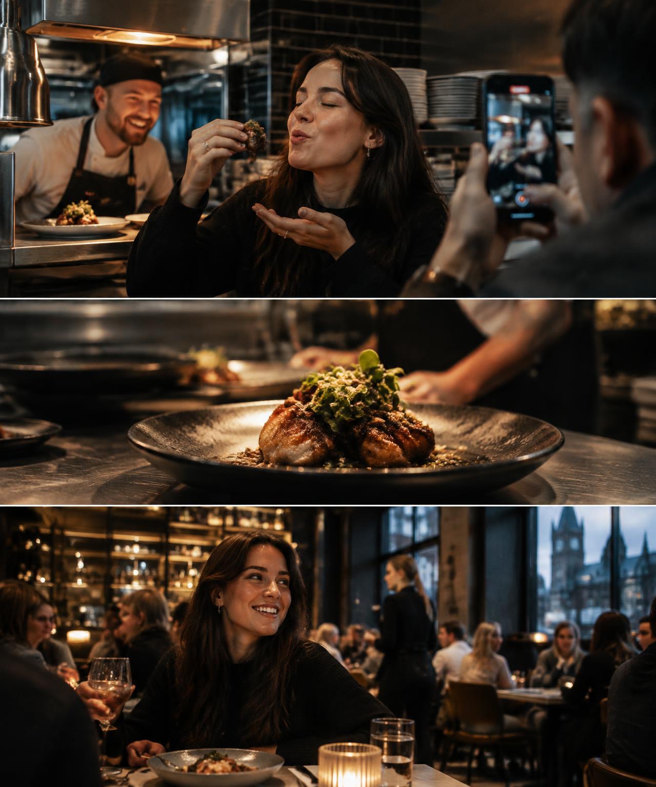 Creator making restaurant content
