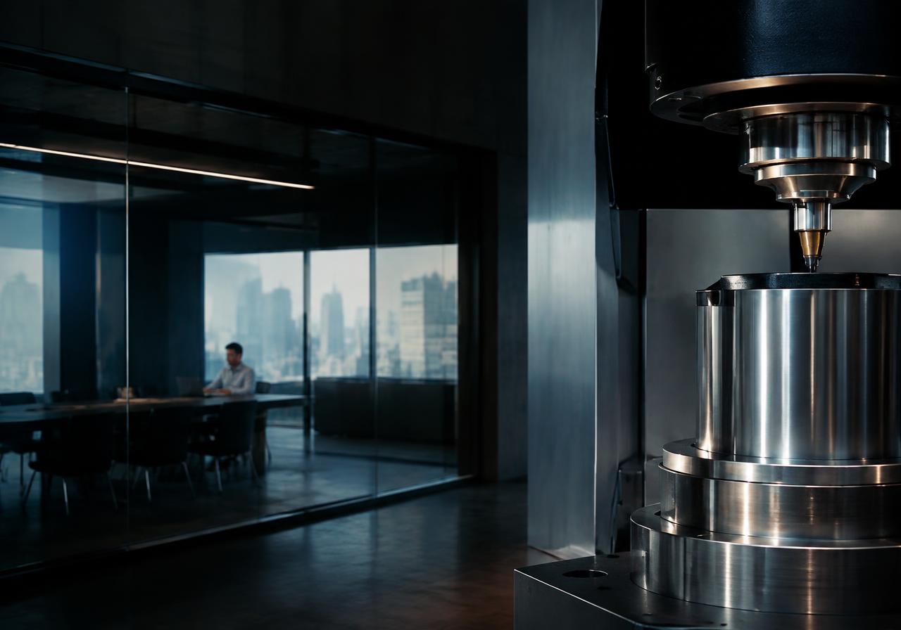 Modern office beside precision machinery