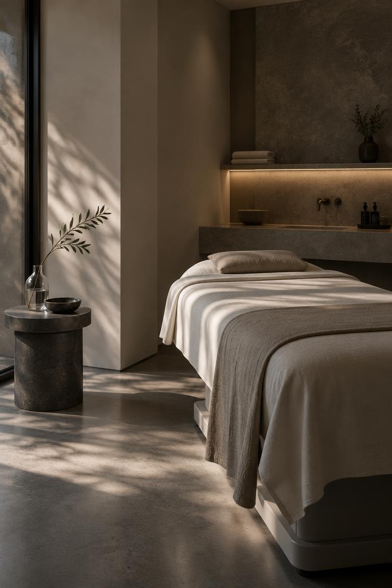 Quiet, modern treatment room in soft daylight
